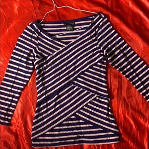 Navy Blue and Creamy Pink Striped Shirt